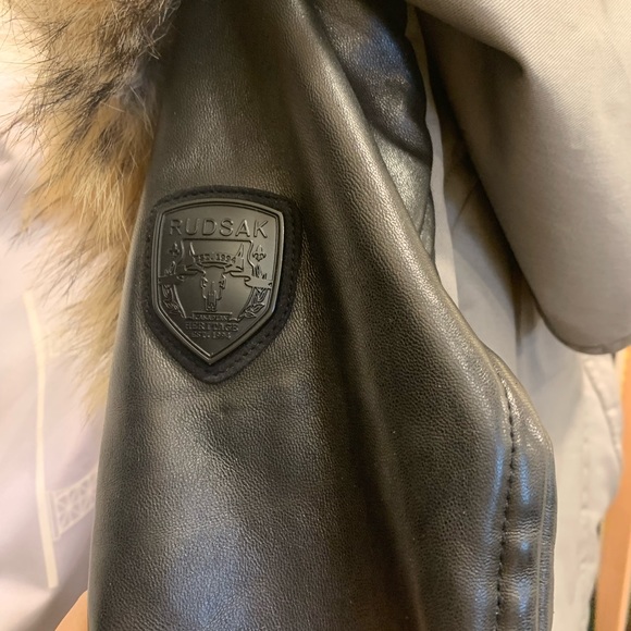 Rudsak Down Coat with leather and fur trim - Picture 8 of 14